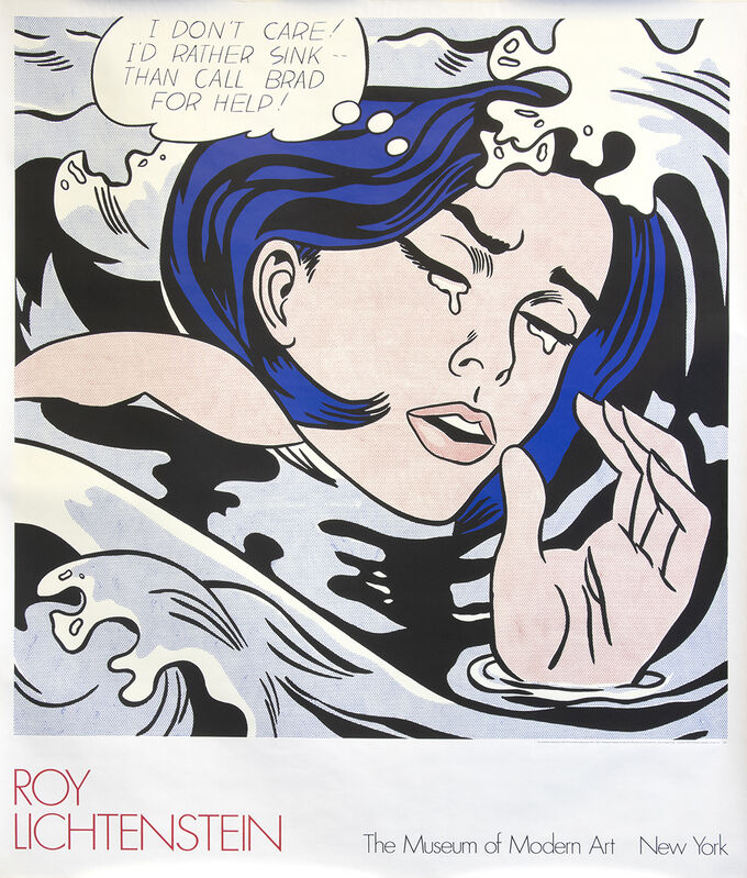 Roy Lichtenstein, ‘“Drowning Girl” MOMA | Affiche’, 1989, Ephemera or Merchandise, Screenprint on paper, RestelliArtCo.