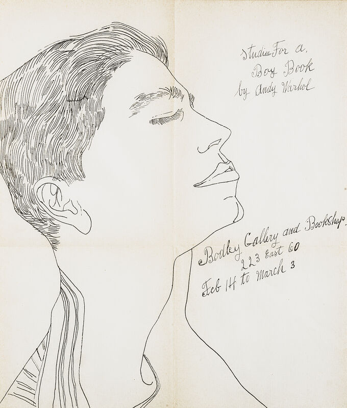 Andy Warhol, ‘Studies For A Boy Book (Bodley Gallery Announcement)’, c. 1959, Print, Offset lithograph on paper, Tate Ward Auctions