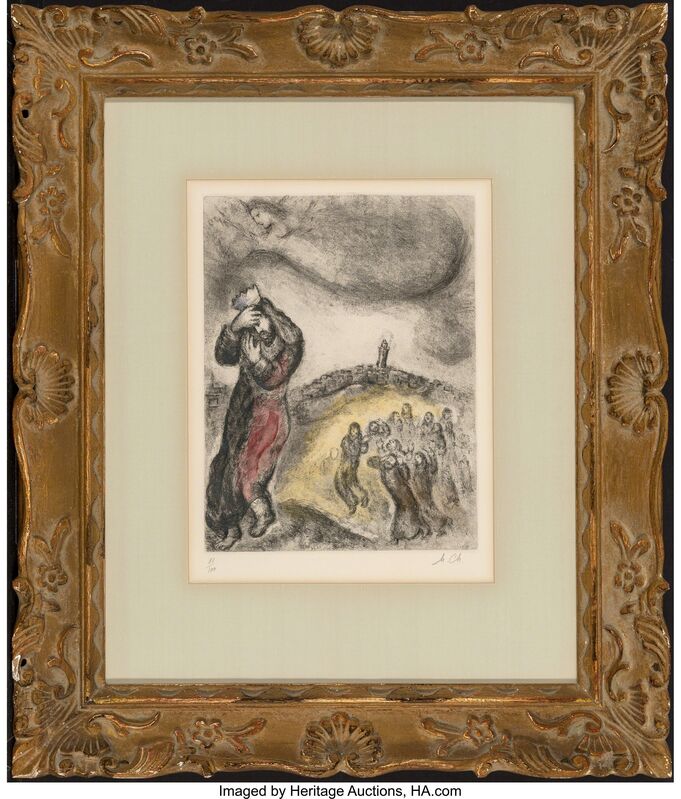 Marc Chagall, ‘Pl. 71, from Bible’, 1958, Print, Etching with handcoloring on Arches paper, Heritage Auctions