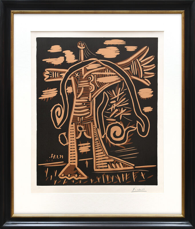 Pablo Picasso, ‘Baigneuse debout avec une cape. (Standing Bather with a Cloak.)’, 1963, Print, Linoleum cut printed in black, brown and beige from one block on Arches wove paper., Peter Harrington Gallery