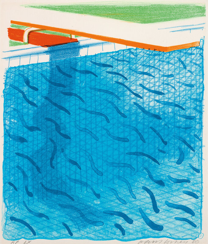 David Hockney, ‘Pool Made with Paper and Blue Ink for Book, from Paper Pools’, 1980, Print, Lithograph in colours, on Arches Cover paper, the full sheet., Phillips
