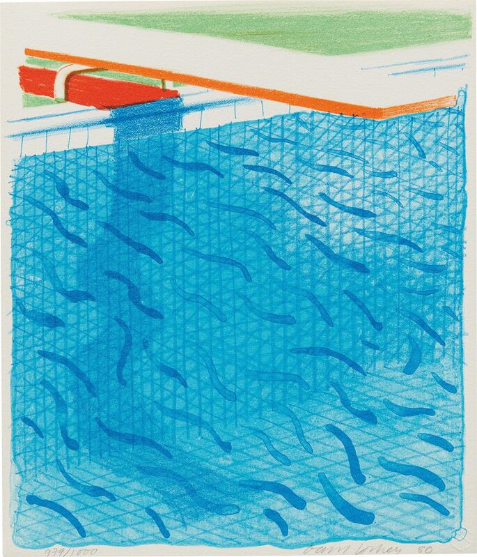 David Hockney, ‘Pool Made with Paper and Blue Ink for Book, from Paper Pools’, 1980, Print, Lithograph in colors, on Arches Cover paper, the full sheet, Phillips