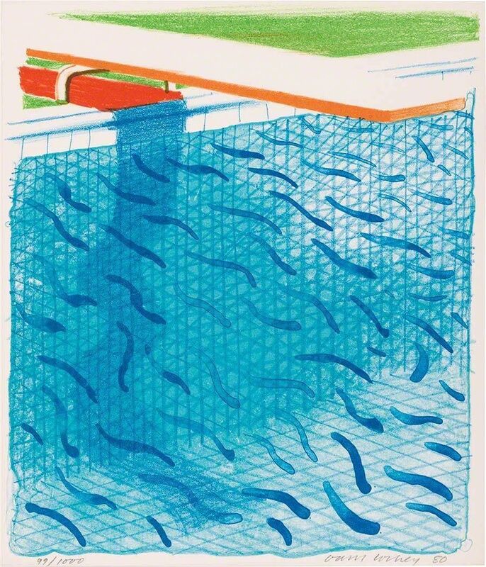 David Hockney, ‘Pool Made With Paper And Blue Ink For Book (Tyler Graphics 269; M.C.A.T. 234)’, 1980, Print, Color lithograph, on Arches Cover paper, Doyle
