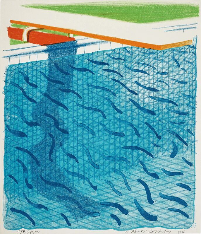 David Hockney, ‘Pool Made with Paper and Blue Ink for Book, from Paper Pools’, 1980, Print, Lithograph in colours, on Arches Cover paper, the full sheet., Phillips