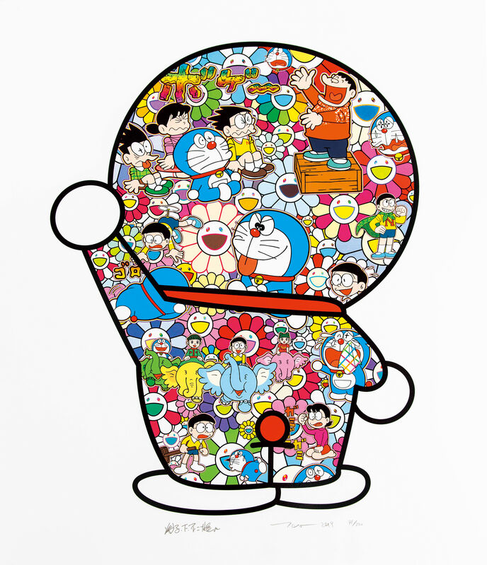 Takashi Murakami, ‘Doraemon’s Daily Life, Doraemon in the Field of Flowers, Mr. Fujiko F. Fujio and Doraemon Are in the Field of Flowers (3 works)’, 2019, Print, Screenprint, Seoul Auction