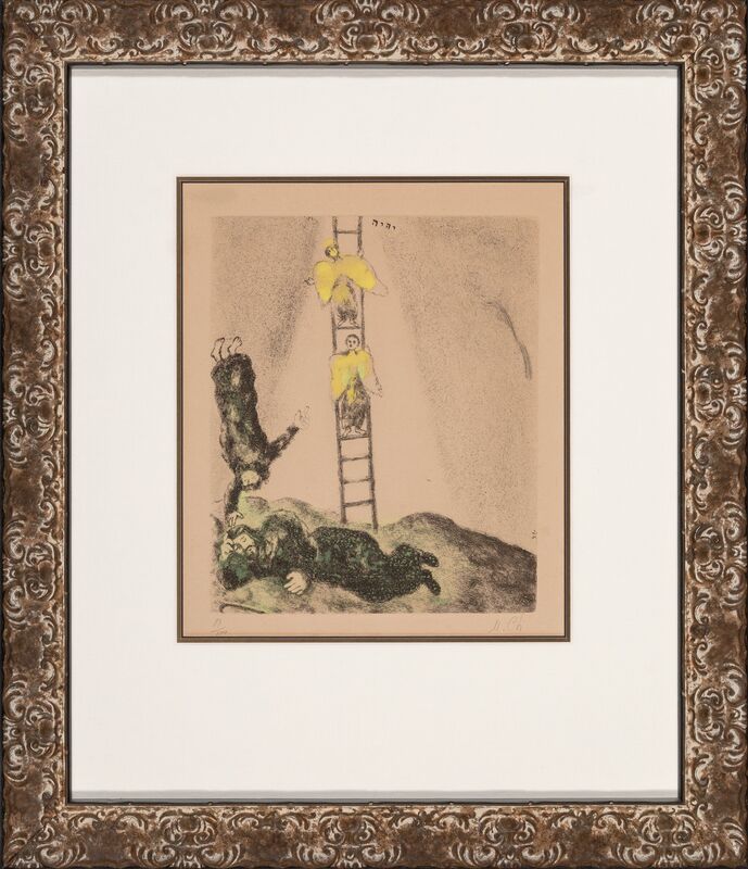 Marc Chagall, ‘Jacob's Ladder, plate 14, from Bible’, 1958, Print, Etching with hand coloring on paper, Heritage Auctions