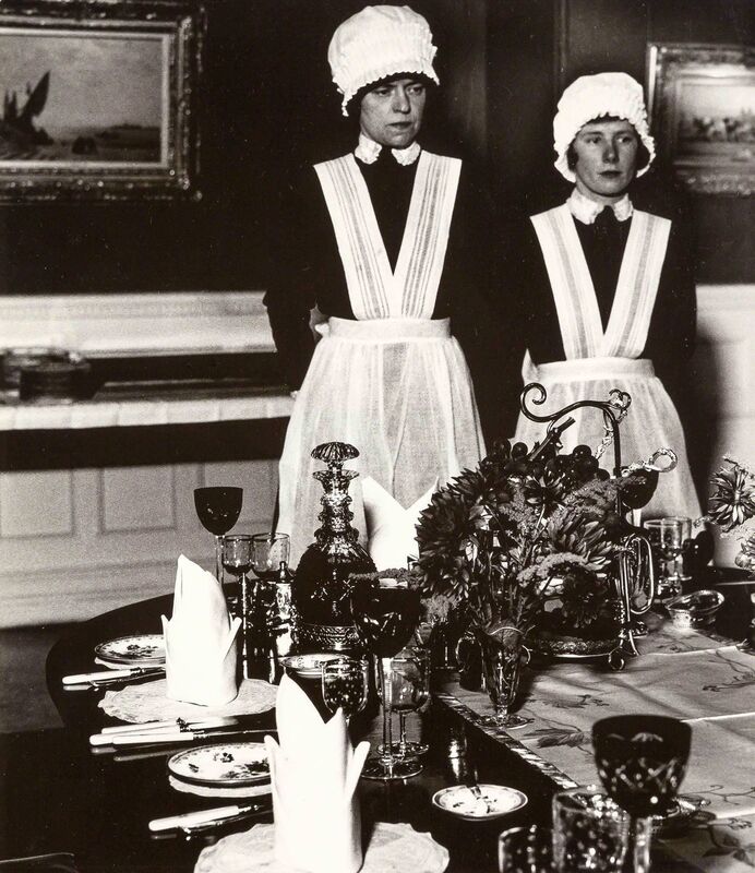 Bill Brandt, ‘Parlourmaid and under-parlourmaid ready to serve dinner’, 1934, Photography, Gelatin silver print, Doyle