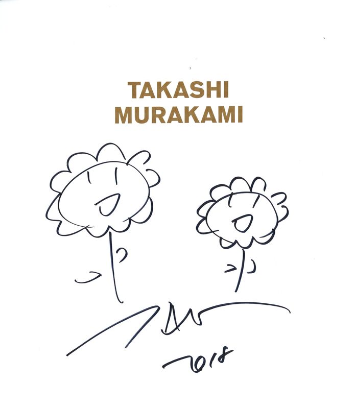 Takashi Murakami, ‘Original drawing created for the Modern Art Museum, Ft. Worth, Texas’, 2018, Drawing, Collage or other Work on Paper, Drawing done in marker on monograph title page, Alpha 137 Gallery