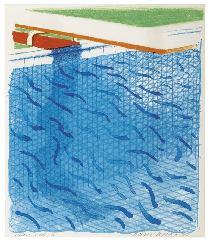 David Hockney, ‘Pool Made of Paper and Blue Ink for Book’, 1980, Print, Lithograph in colors, on Arches Cover paper, Christie's