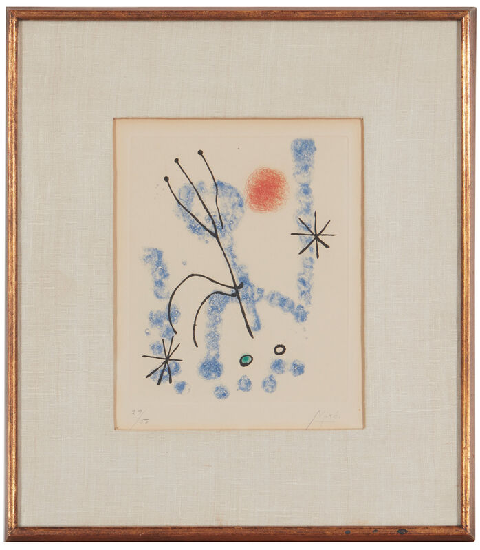Joan Miró, ‘Abstract in Blau’, Print, Color etching on Rives paper under glass, John Moran Auctioneers