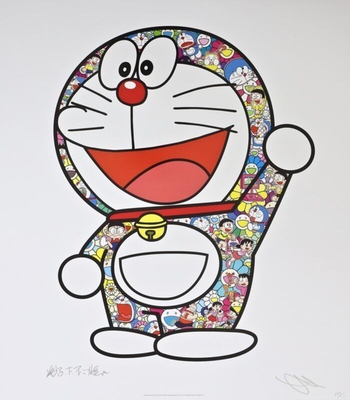 Takashi Murakami, ‘Doraemon: Here We Go!’, 2019, Print, Offset lithograph with silver and high gloss varnishing on paper, Artsy x Capsule Auctions