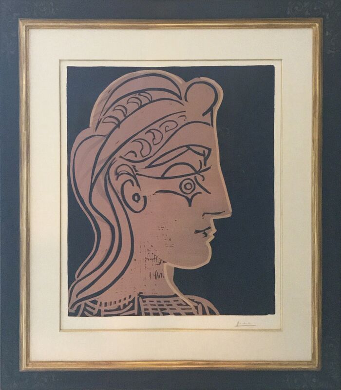 Pablo Picasso, ‘Tete de Femme (de profil)’, 1959, Painting, Linoleum cut in three colors, Gallery 211