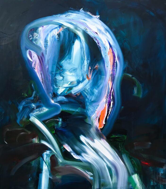 Joshua Dildine, ‘Blue Visage’, 2019, Painting, Oil on canvas, Mark Moore Fine Art
