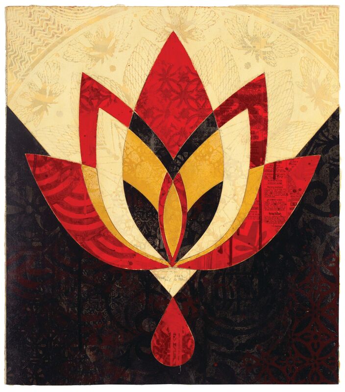 Shepard Fairey, ‘Bleeding Lotus, Version 1’, 2018, Mixed Media, Paper, Galerie Ernst Hilger 