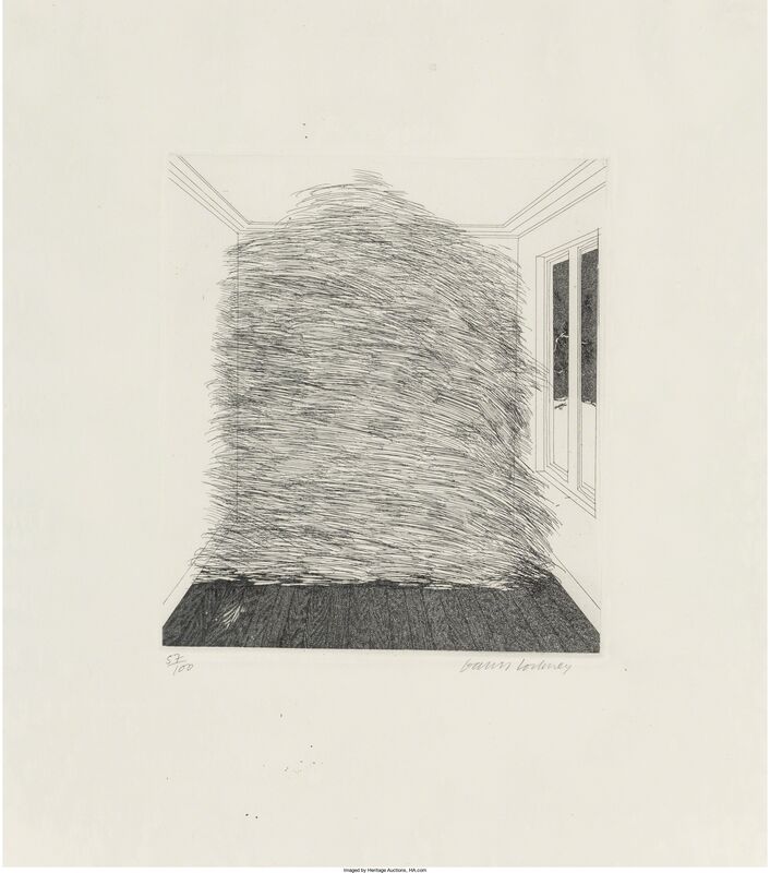 David Hockney, ‘A room full of straw, from Illustrations for Six Fairy Tales from the Brothers Grimm’, 1969, Print, Etching with aquatint, Heritage Auctions