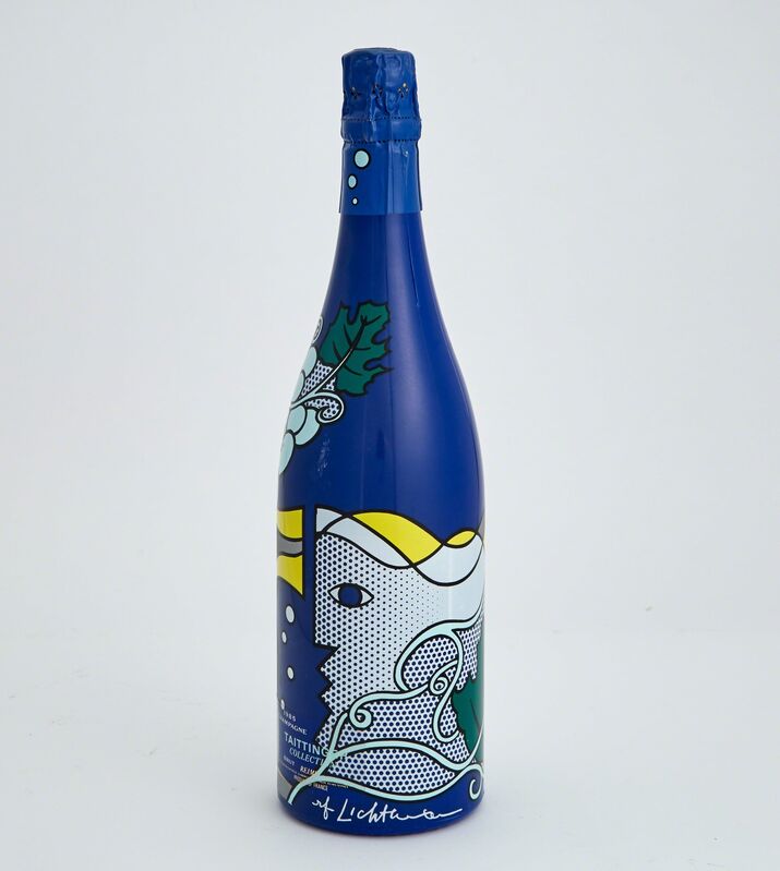 Roy Lichtenstein, ‘Champagne Taittinger Brut Bottle’, 1985, Other, Mixed media color screenprint on blue polyester form encasing the glass bottle, Doyle