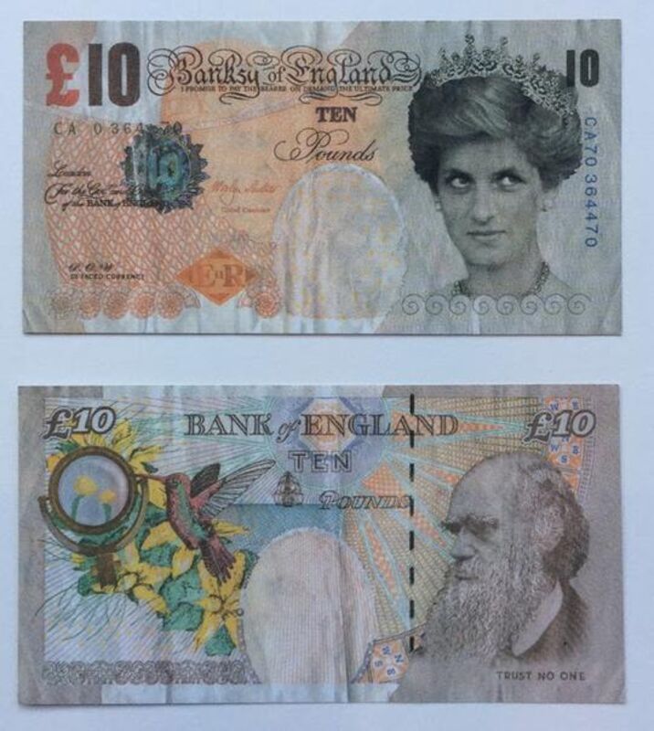 Banksy, ‘Di-Faced Tenner (With letter of authenticity from Lazrides) ’, 2004, Print, Lithograph print on paper, Prescription Art