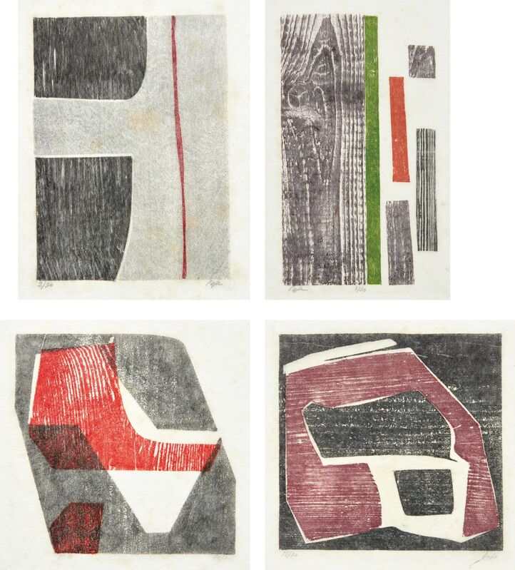 Lygia Pape, ‘Four works: Untitled’, 1953, Print, Wood cut print on Japanese rice paper, Phillips