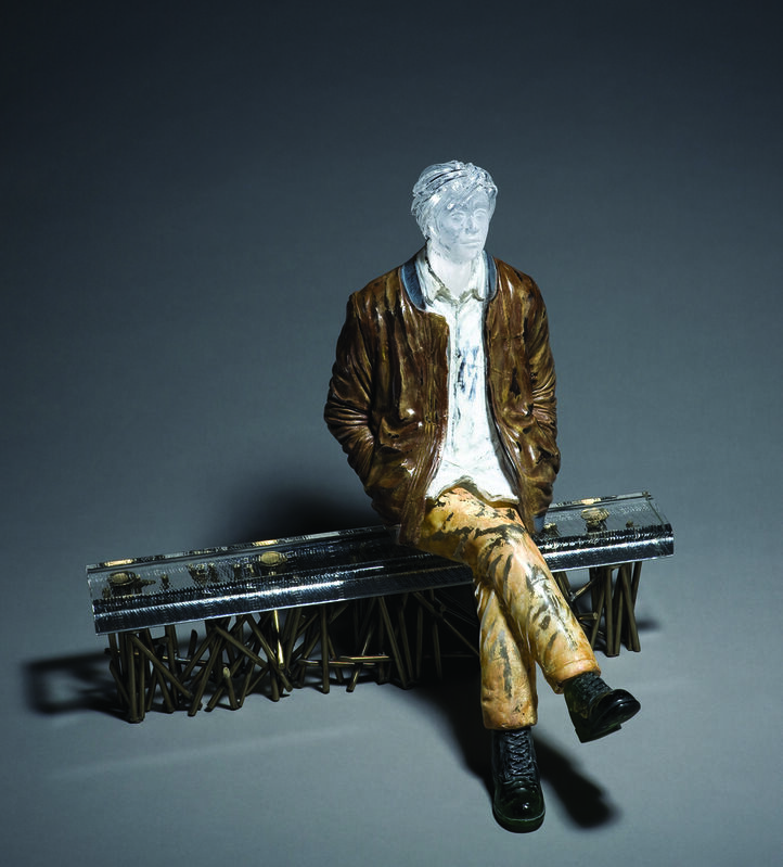 Sung-Won PARK, ‘Man Sitting on the Bench (edition of 15)’, 2018, Sculpture, Cast, blown and painted glass, stainless steel, Gallery Sklo