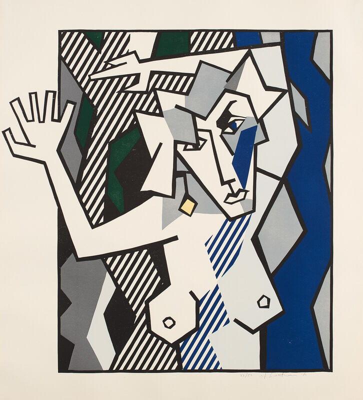 Roy Lichtenstein, ‘Nude in the Woods, from Expressionist Woodcuts (G. 882, C. 174)’, 1980, Print, Woodcut in colors with embossing, on Arches paper, with full margins., Phillips