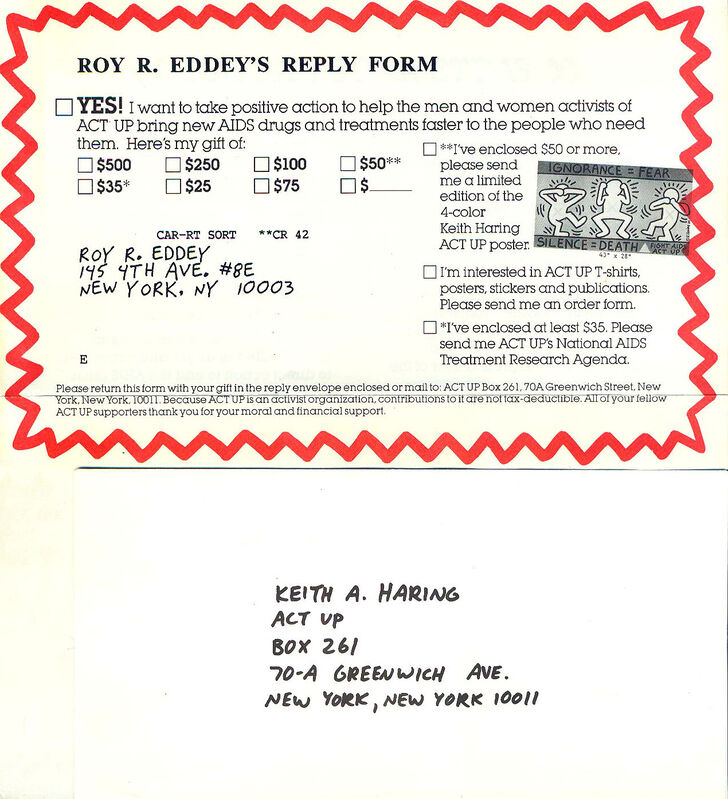 Keith Haring, ‘Keith Haring Act Up mailer’, 1989, Ephemera or Merchandise, Offset printed, Lot 180 Gallery