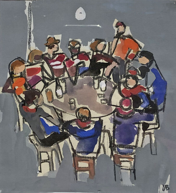 Julian Bailey, ‘Student Canteen’, ca. 2020, Drawing, Collage or other Work on Paper, Gouache on paper, Sladers Yard