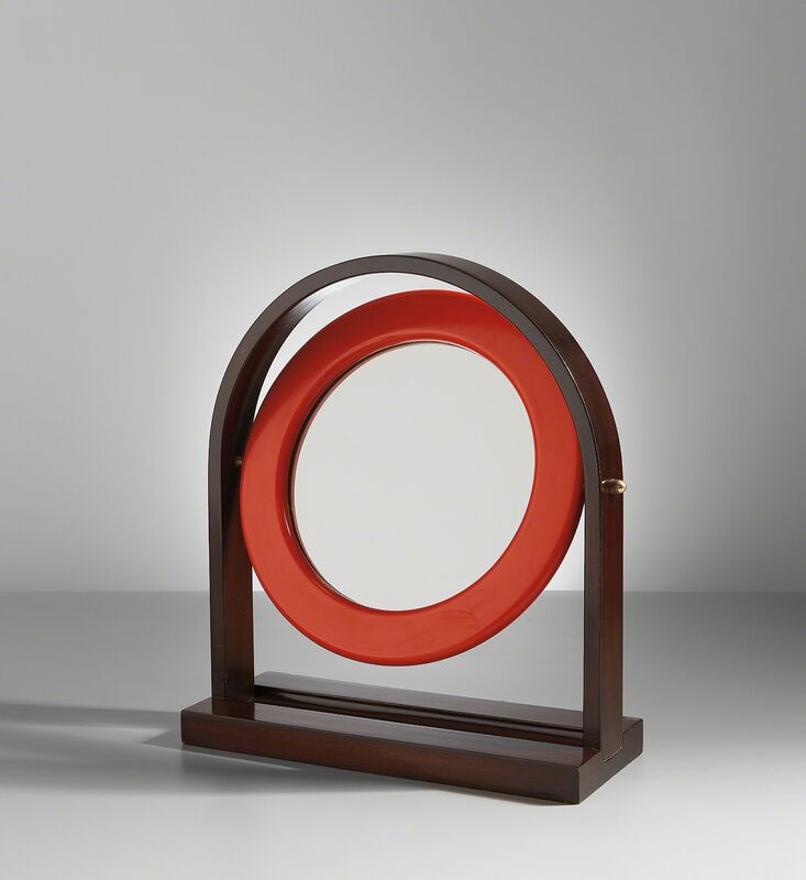 Ettore Sottsass, ‘“Sandretta” table mirror, model no. SP.63’, circa 1965, Design/Decorative Art, Stained and painted wood, mirrored glass, brass., Phillips