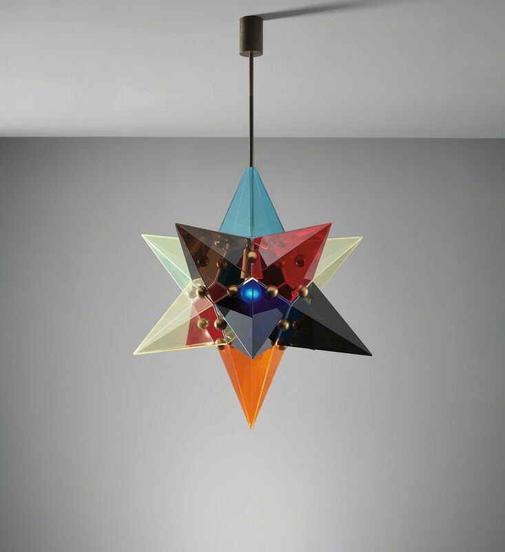 Arredoluce, ‘Rare ceiling light’, 1960s, Design/Decorative Art, Acrylic, brass., Phillips