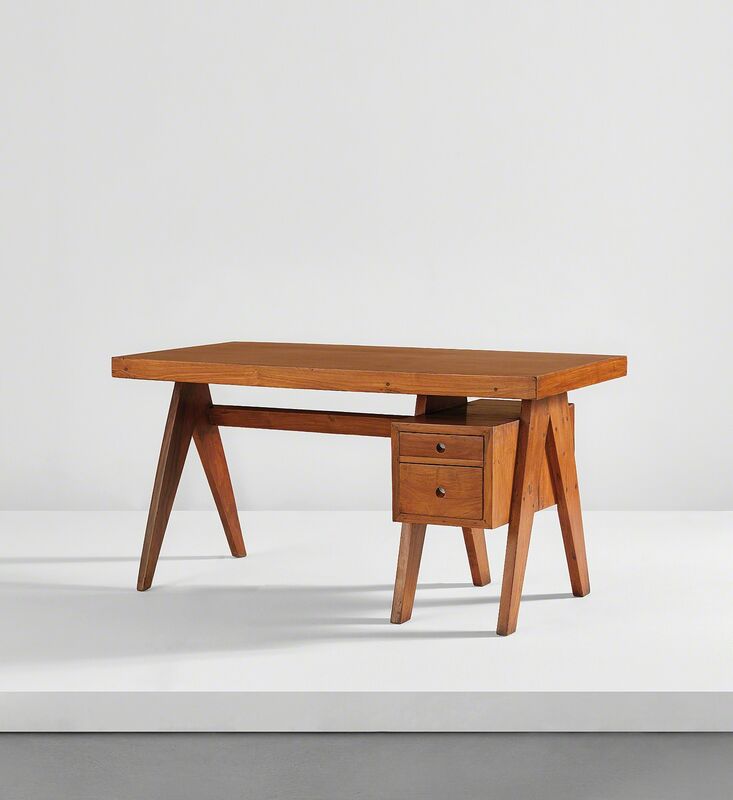 Pierre Jeanneret, ‘"Executive" desk, model no. PJ-BU-10-B, designed for the administrative buildings, Chandigarh’, circa 1960, Design/Decorative Art, Teak., Phillips