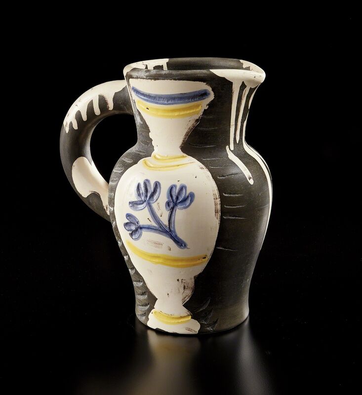 Pablo Picasso, ‘Pitcher with vase (Pitchet au vase)’, 1954, Design/Decorative Art, White earthenware turned pitcher with knife engraving, painted in colors with partial brushed glaze., Phillips