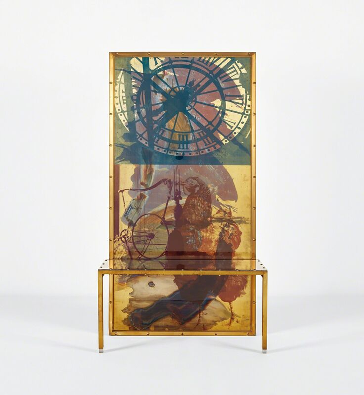 Robert Rauschenberg, ‘Borealis Shares I, from Borealis Shares’, 1990, Print, Screenprint in colors on brass with hand-painted patina and Lexan seat., Phillips