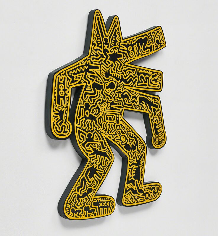 Keith Haring, ‘Dog’, 1986, Print, Unique screenprint in yellow on black enamel painted plywood., Phillips