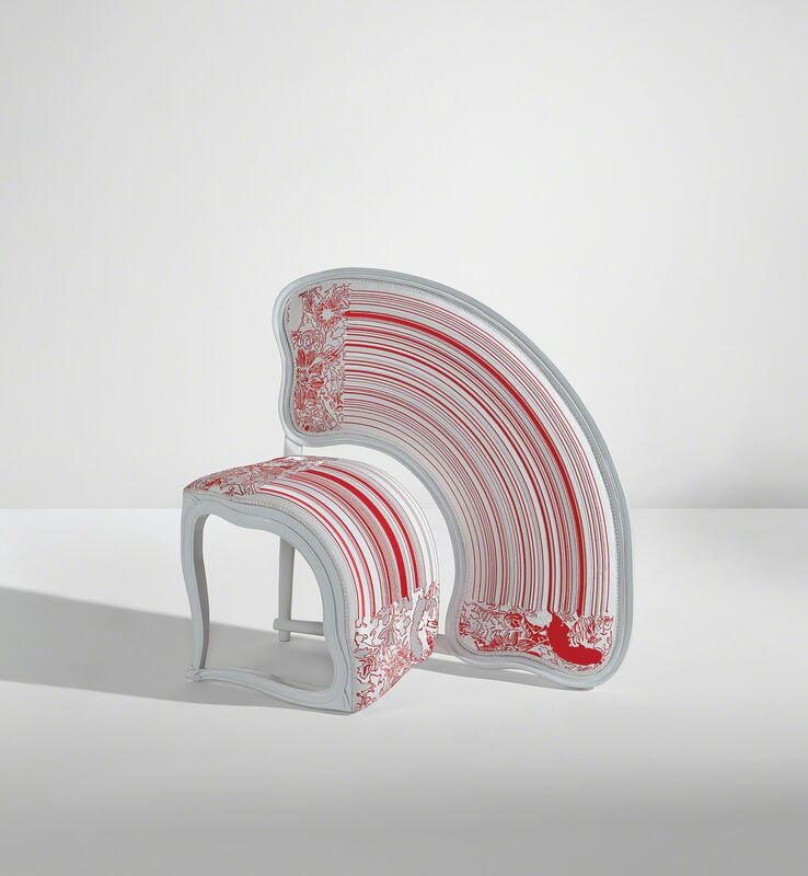 Sebastian Brajkovic, ‘"Lathe V Red" chair’, 2008, Design/Decorative Art, Painted bronze, embroidered silk., Phillips