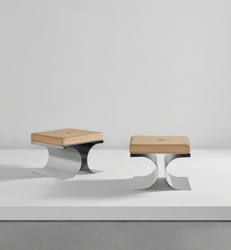 Michel Boyer, ‘Pair of "X" stools’, circa 1968, Design/Decorative Art, Stainless steel, vinyl., Phillips