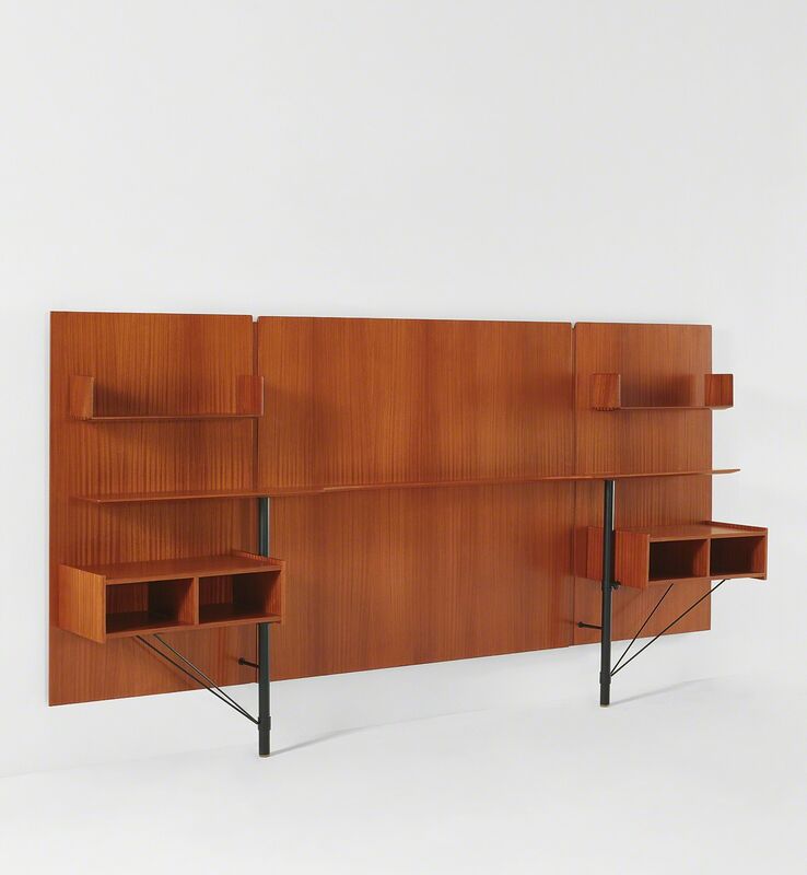 Gio Ponti, ‘Wall unit’, circa 1950, Design/Decorative Art, Sapele-veneered wood, painted steel., Phillips