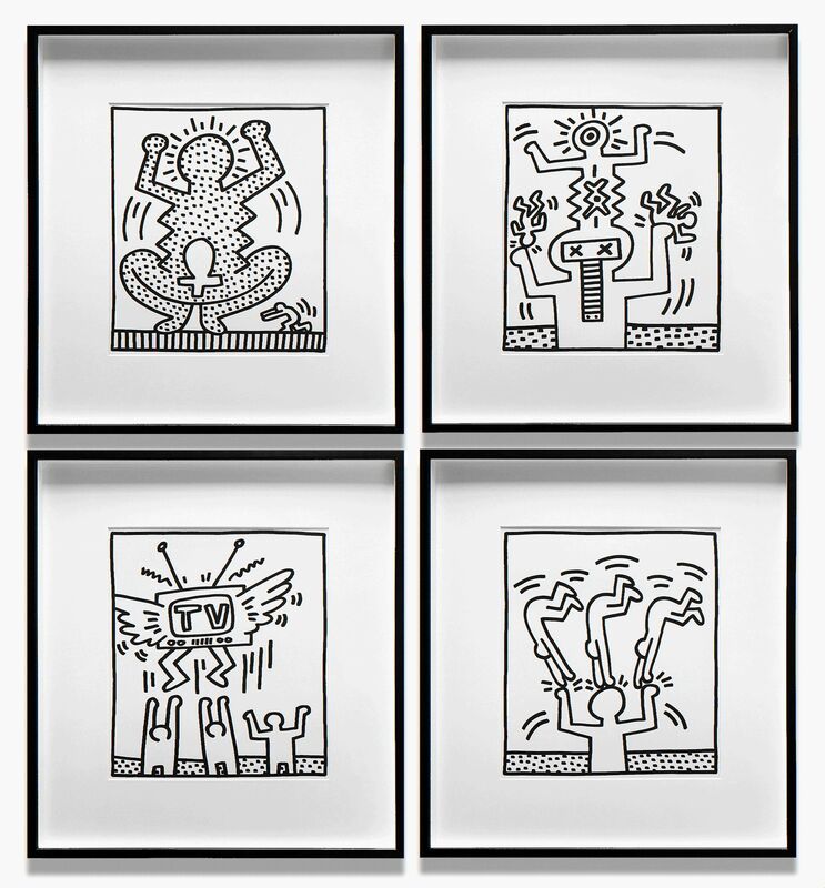 Keith Haring, ‘Fertility, Untitled, Untitled, Untitled (4 Works)’, 1983, Print, Lithograph, Oliver Clatworthy Gallery Auction
