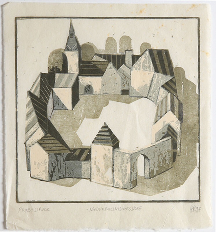 Hans Christian Rüngeler, ‘Niederrheinisches Dorf’, 1997, Print, Woodcut, Sylvan Cole Gallery