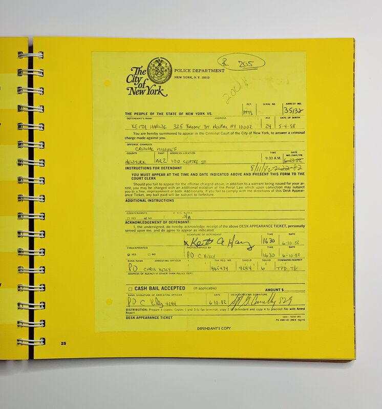 Keith Haring, ‘The City of New York Police Department Arrest Report (Criminal Mischief)’, 1982, Other, Ink, pen, NYPD paper, Artificial Gallery