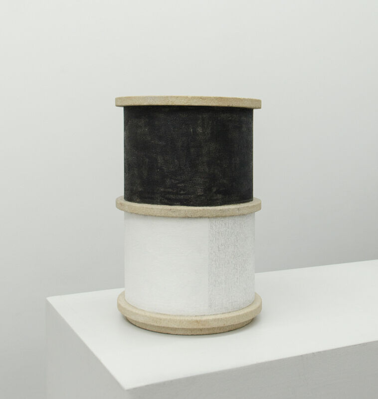 Alan Johnston, ‘Double Cylinder’, 1995, Sculpture, Charcoal, beeswax, acrylic and pencil on sandstone, Bartha Contemporary