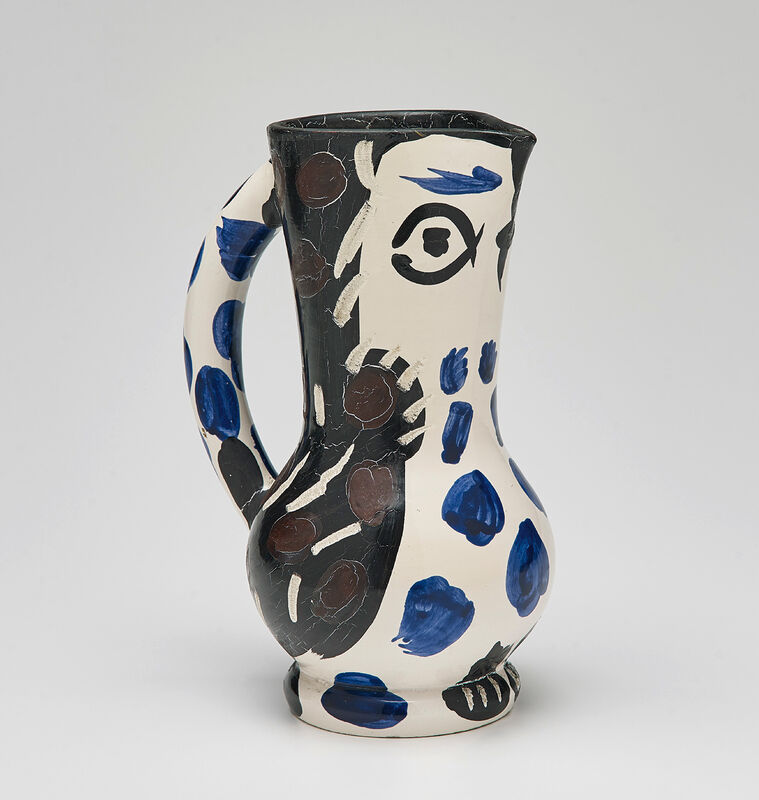 Pablo Picasso, ‘Petit pichet de hibou (Small Owl Pitcher)’, 1955, Design/Decorative Art, White earthenware turned pitcher, painted in colours with partial engraving and brushed glaze., Phillips