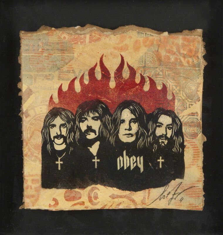Shepard Fairey, ‘Black Sabbath’, 2011, Drawing, Collage or other Work on Paper, HPM on paper, Julien's Auctions