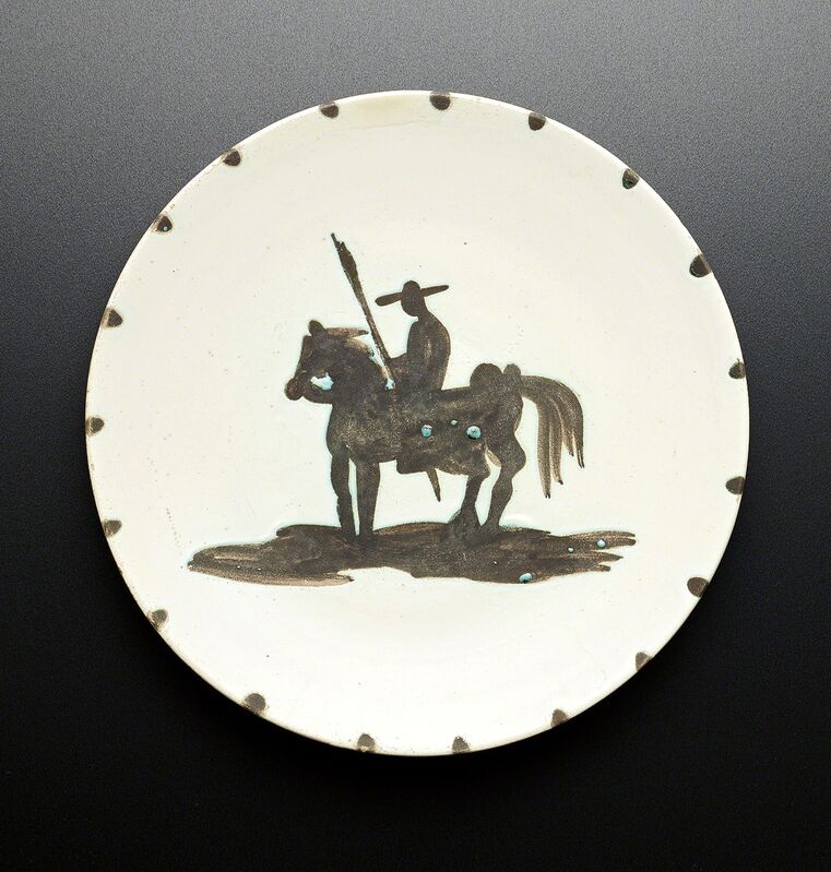 Pablo Picasso, ‘Bullfighter (Picador)’, 1952, Design/Decorative Art, White earthenware turned round plate painted in white and black with partial glaze., Phillips