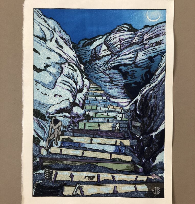 Paul Binnie, ‘The Steps at Black's Beach: Moonlight’, 2020, Print, Color woodblock print, Laguna Art Museum Benefit Auction
