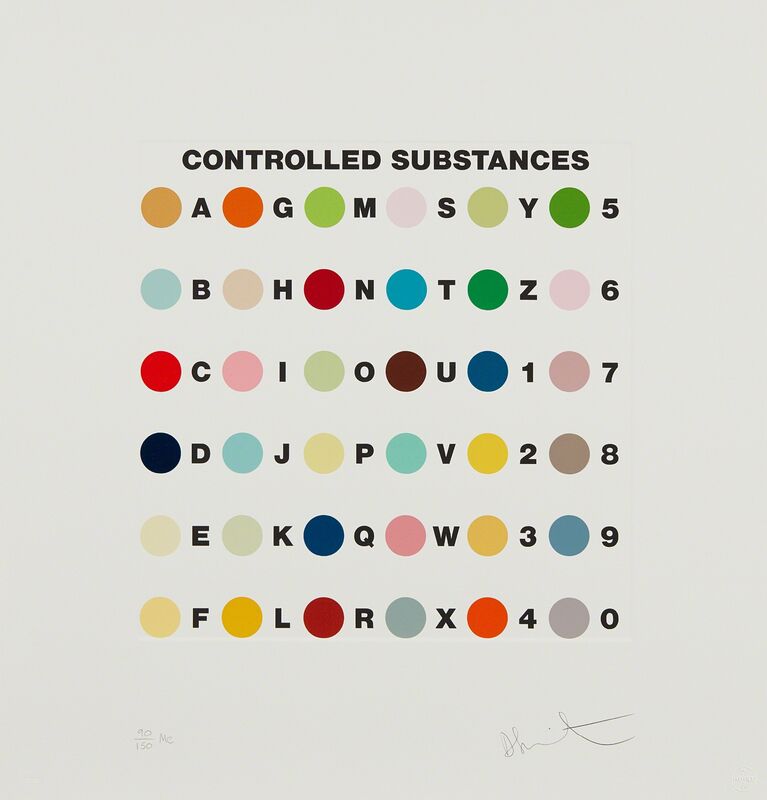 Damien Hirst, ‘Controlled Substances Key Spot (Meprobamate): one plate’, 2011, Print, Screenprint with glaze and debossing in colors, on wove paper, with full margins, Phillips