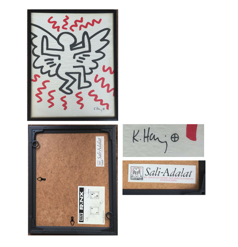 Keith Haring, ‘SET OF 3- Bayer Suite, Sali-Adalat, Edition of 70, Offset Lithograph on Glassine Paper, Museum Quality.’, 1982, Print, Offset lithograph on glassine paper, with original plastic frame (as issued), VINCE fine arts/ephemera