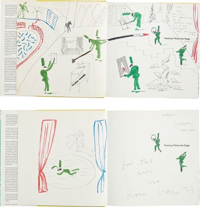 David Hockney, ‘Hockney Paints the Stage: two books with hand-drawings’, 1983, Books and Portfolios, Two hardcover books, each with felt-tip pen hand drawings with additional hand-coloring in marker on the inside title pages, bound (as issued)., Phillips