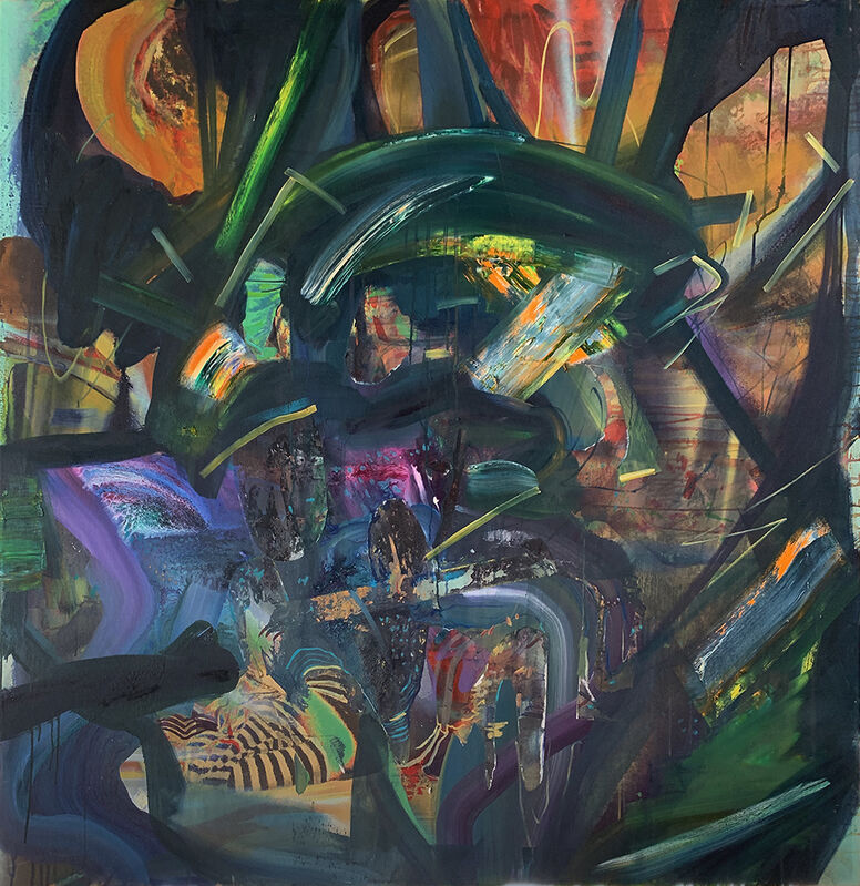 Joshua Dildine, ‘RyRyScoJo’, 2019, Painting, Acrylic, oil and uv coated ink on canvas, Mark Moore Fine Art