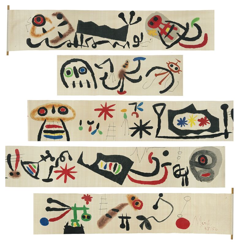 Joan Miró, ‘"Makemono"’, ca. 1956, Mixed Media, Color lithograph on silk scroll, Il Ponte