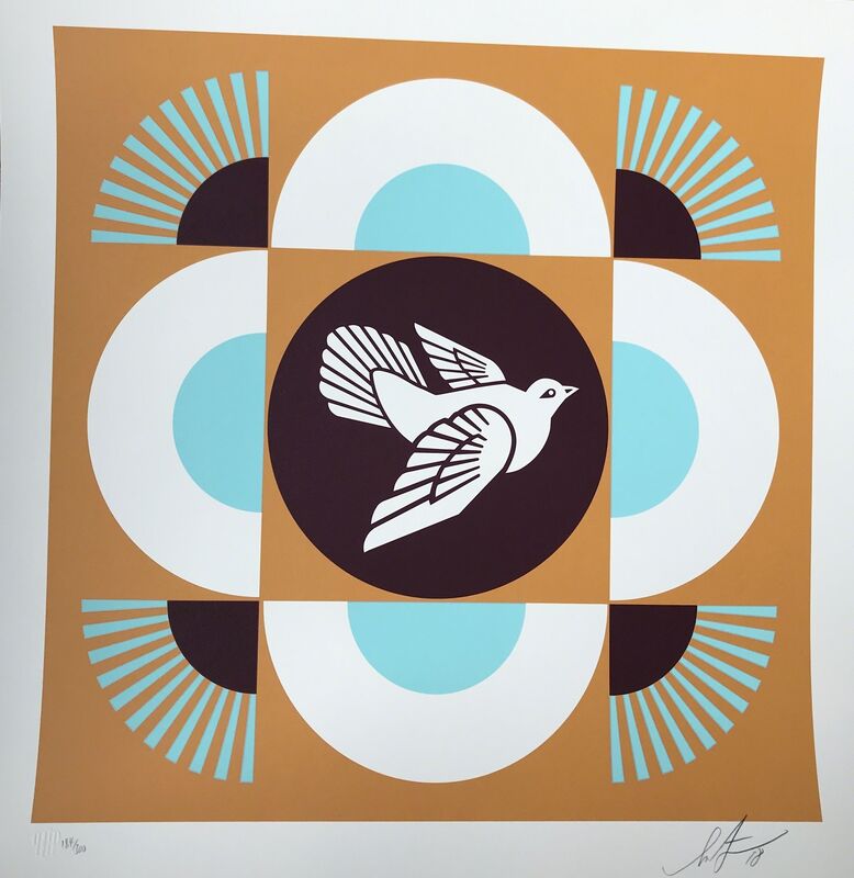 Shepard Fairey, ‘Dove Geometric (orange background)’, 2018, Print, Screenprint, DIGARD AUCTION