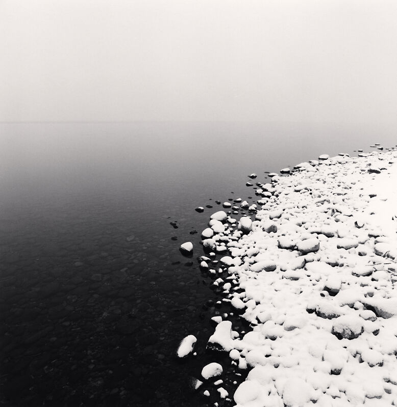 Michael Kenna, ‘Snow on Pebbles, Toya Lake, Hokkaido’, 2009, Photography, Silver Gelatin Print, Framed in Grey with Museum Glass, Bau-Xi Gallery